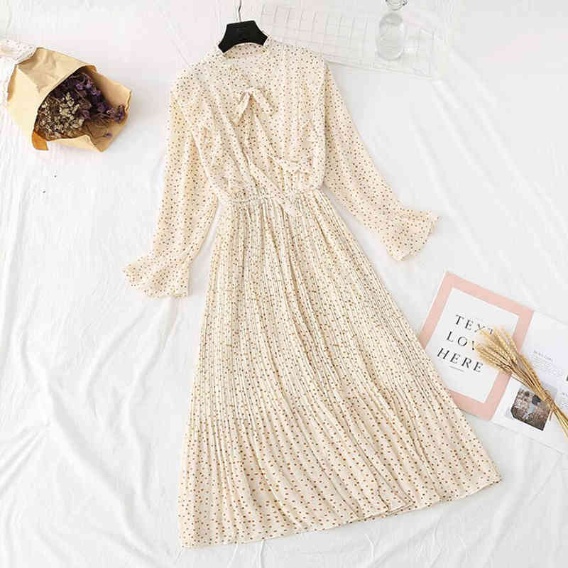 Floral Print Chiffon Dress Women Spring Vintage Ruffle Long Sleeve Dress Elastic Waist Elegant Party Long Dress Vestidos 210521