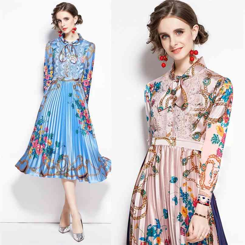Fashion women' dress early autumn bowknot stitching lace high waist long sleeve pleated retro print 210520, Short sleeved blue
Fashion women' dress early autumn bowknot stitching lace high waist long sleeve pleated retro print 210520, Short sleeved blue