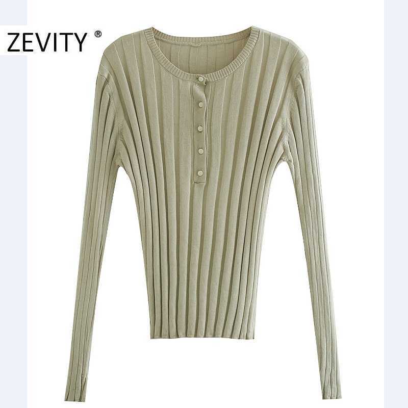 ZEVITY women fashion o neck solid color thread knitting Sweater chic female long sleeve casual slim leisure tops S406 210603