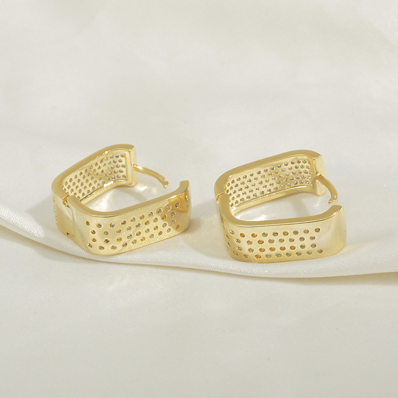 Delicate micro-set shiny zirconia 18k gold plated Stud earrings jewelry Korean fashion women concise luxury earrings accessories