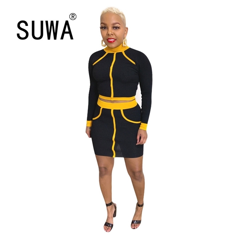 Women Dresses Autumn Knitted 2 Piece Outfits Matching Sets With Skirts Pullover Top Tunic Bodycon Mini Fashion Streetwear 210525, Black
Women Dresses Autumn Knitted 2 Piece Outfits Matching Sets With Skirts Pullover Top Tunic Bodycon Mini Fashion Streetwear 210525, Black