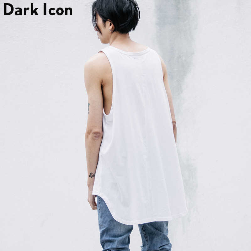 Hi-street Front Short Back Long Mens Tank Top Hip Hop Men's Tops Oversize Black Grey White 210603