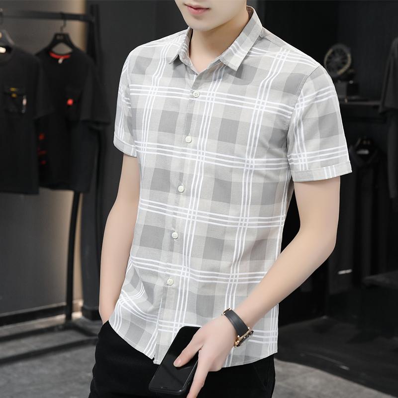 Shirt 2021 Summer Thin Plaid Short-sleeved Men's Slim Korean Cotton Youth Casual Trend Students Gray Shirts
Shirt 2021 Summer Thin Plaid Short-sleeved Men's Slim Korean Cotton Youth Casual Trend Students Gray Shirts
