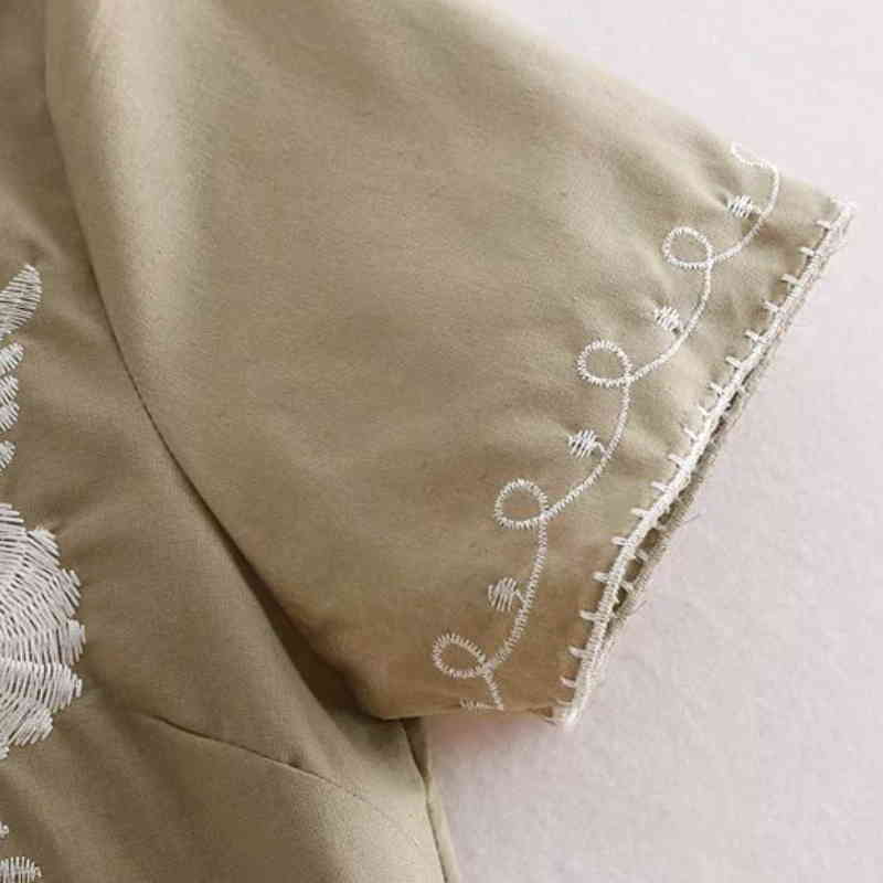 Casual Lady Floral Embroidery Mini Dress Fashion Women O Neck Short Sleeve Vestidos D1863 210430