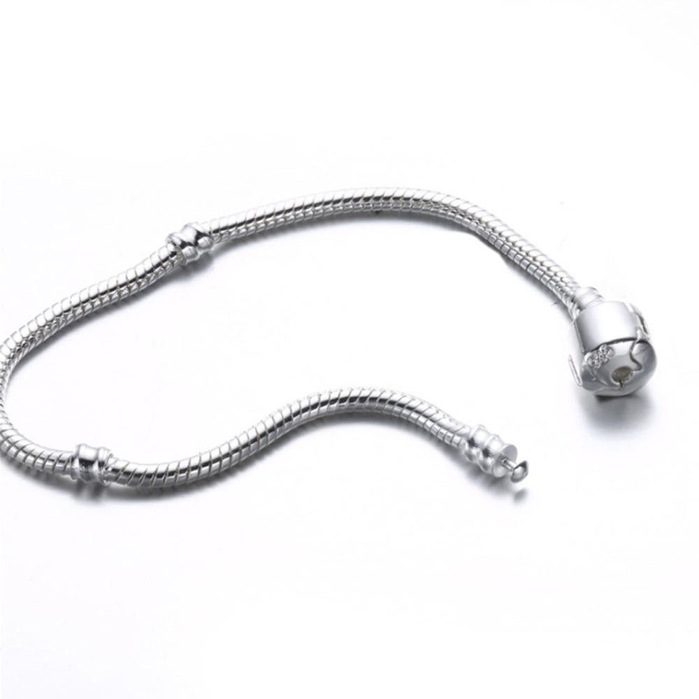 Silver Plated Bracelets Women Snake Chain Charm Beads For Beads Bangle Bracelet Children Gift