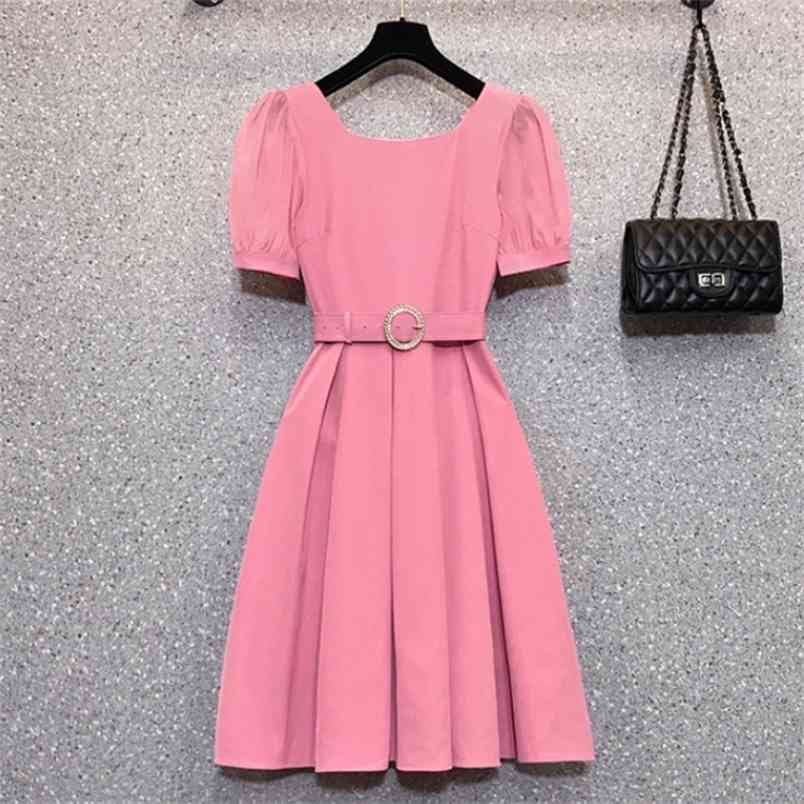Women Fashion Pleated Dress Summer Elegant Square Collar Puff Sleeve Girls High Waist Office OL Casual Slim With Belt 210519, Photo color
Women Fashion Pleated Dress Summer Elegant Square Collar Puff Sleeve Girls High Waist Office OL Casual Slim With Belt 210519, Photo color