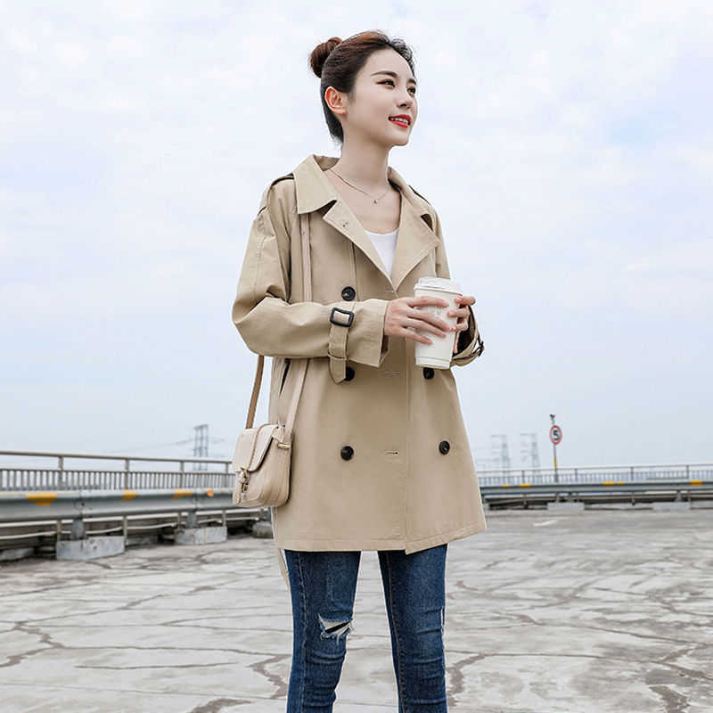 Ailegogo Spring Women Trench Coat Casual Streetwear Double Breasted Belt Female Coats Fashion Korean Loose Fit Outwear 210820