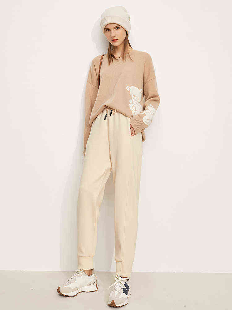 Amii Minimalism Autumn Pants For Women Elastic Waist Thicken Casual Streetwear Sport Winter Female Trousers 12120324 211115
