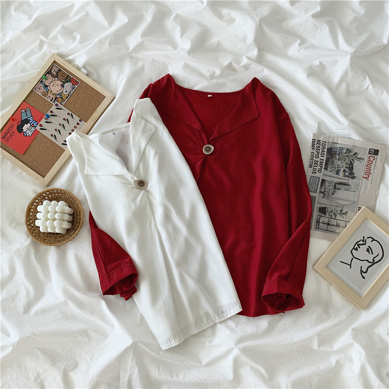 Autumn Solid Vintage Loose All-match Fashion Women Blouses Korean Style Long Sleeve Woman's Shirts Top Feminine 10797 210518