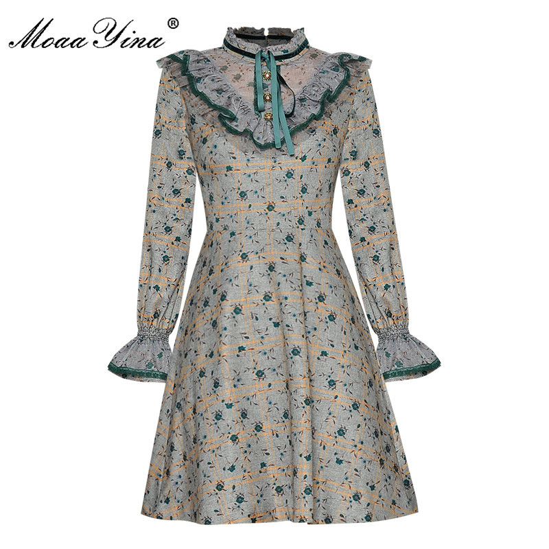 Fashion Designer dress Autumn Women's Dress Flare Sleeve Ruffles Plaid Floral Print Vintage Dresses 210524, Multi
Fashion Designer dress Autumn Women's Dress Flare Sleeve Ruffles Plaid Floral Print Vintage Dresses 210524, Multi