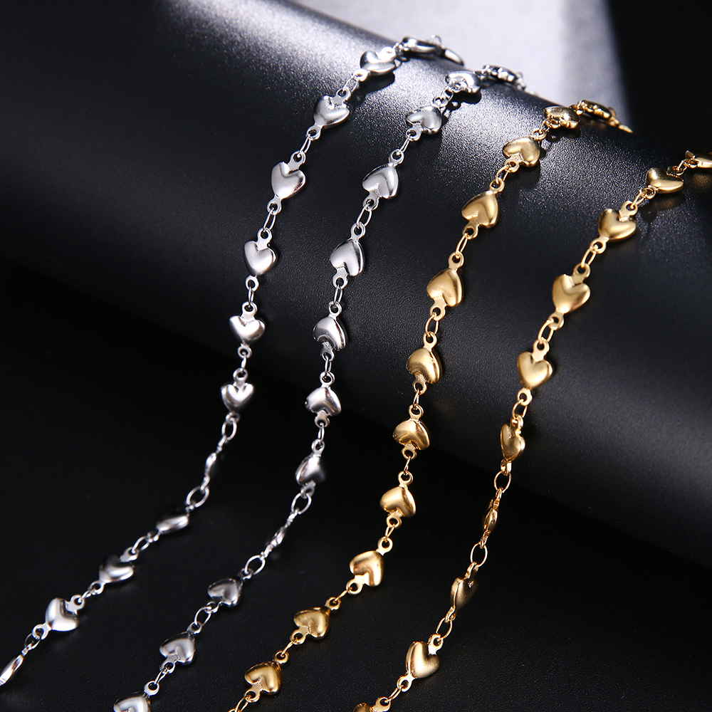 Stainless Steel Chain Necklaces for Man and Women Gold Silver Color for Pendant Heart-shaped Donot Fade Jewelry