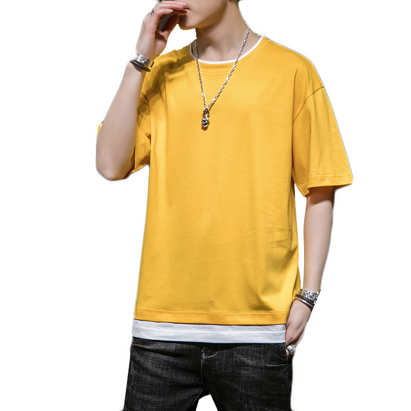 Mens T Shirts Fashion Summer O-Neck Slim Fit Short Sleeve Shirt Men Mercerized Cotton-Clothing Casual