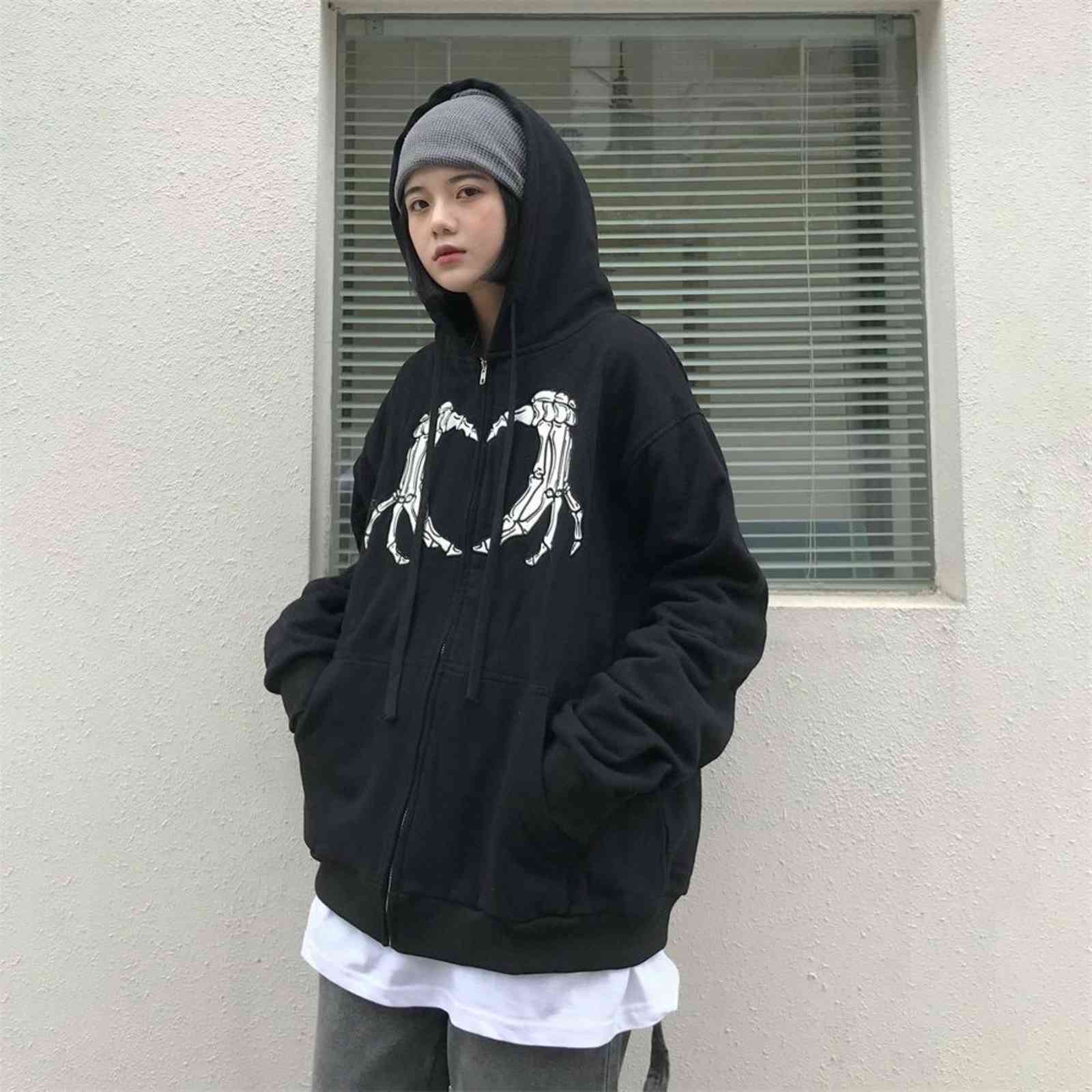 women's jackets y2k gothic sweatshirt oversized hoodie women autumn zip up long sleeve coat female loose vintage e-harajuku grunge, Black;brown
women's jackets y2k gothic sweatshirt oversized hoodie women autumn zip up long sleeve coat female loose vintage e-harajuku grunge, Black;brown