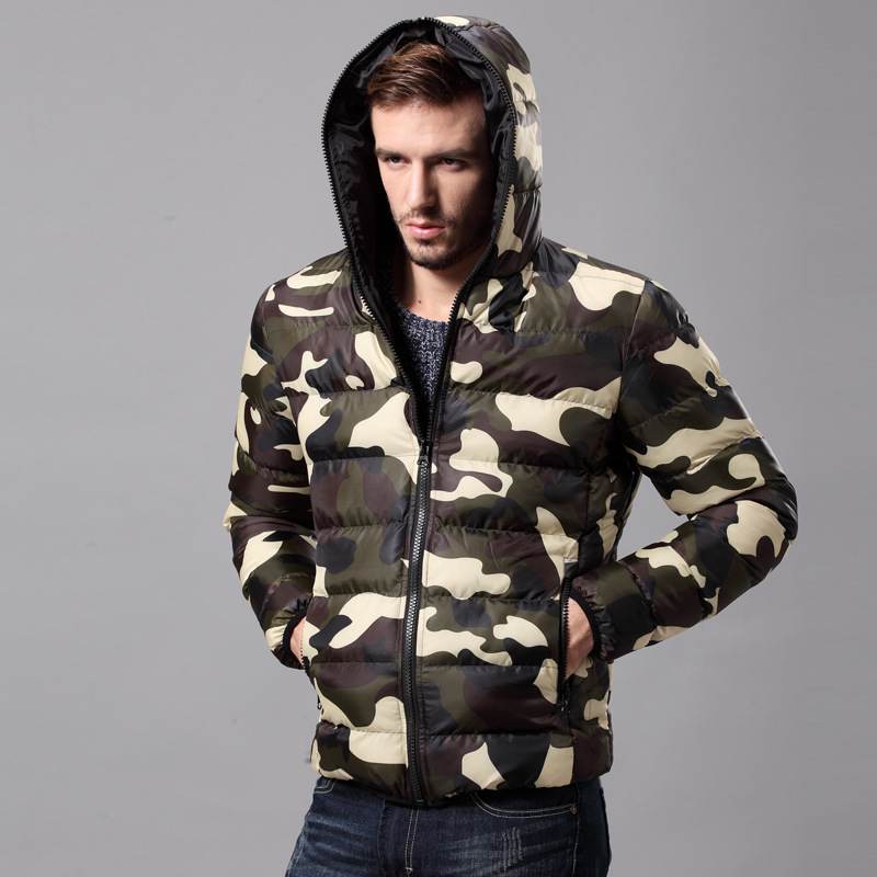 Men's Cotton Padded Down Jacket Camouflage Military Parka Camo Zipper Hoodie Autumn Coat Male Army Style Casual Red Blue Green 210518