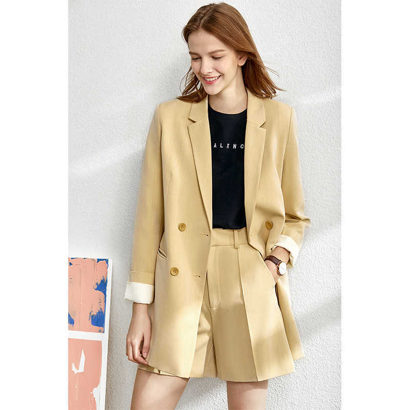 Minimalism Spring Suit Female Offical Lady Blazer Women,Lace Vneck Tanks,High Waist Women's pants Shorts 12060909 210527