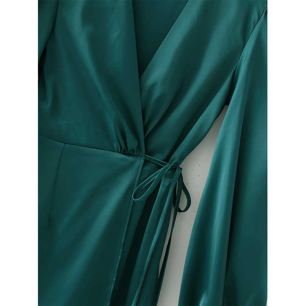 Summer Satin Dress Women Lantern Sleeve Elegant Casual Chic Lady Party Dress Woman Prom Dresses Robe Femme 210709