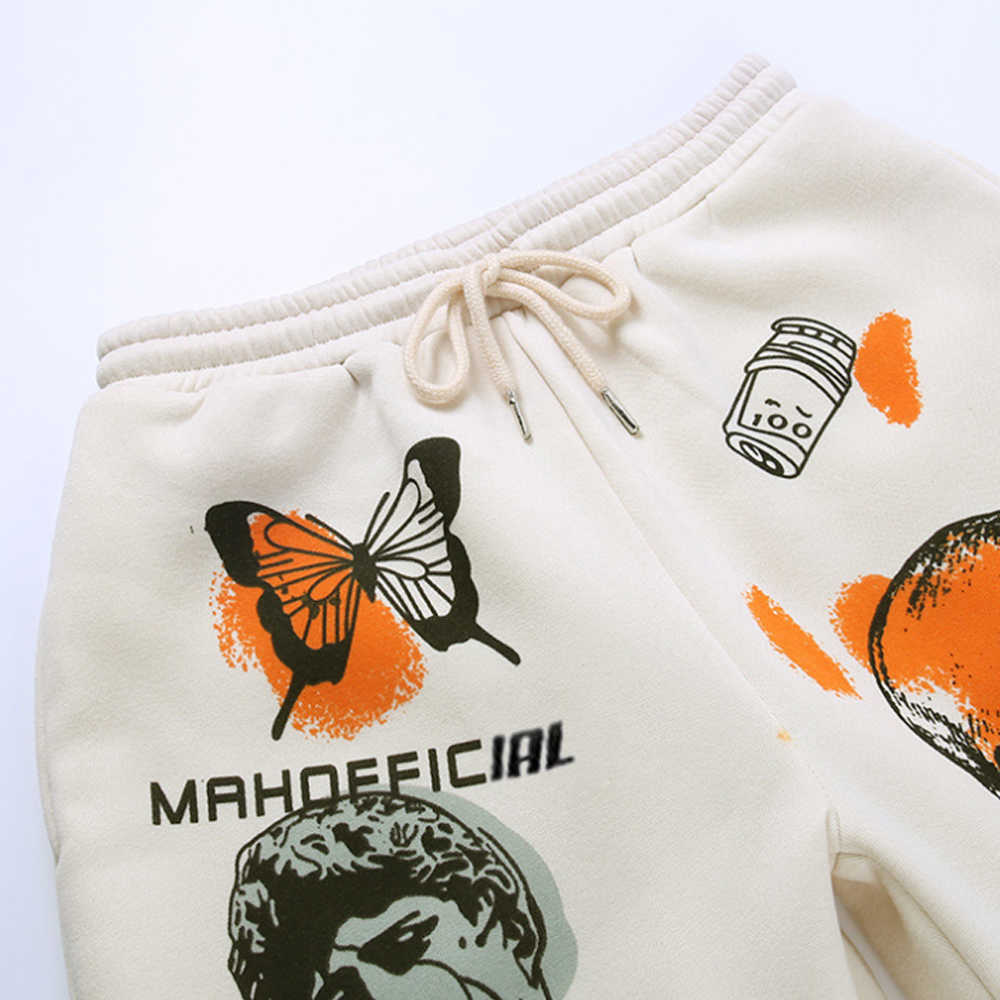 Women Sweat Harajuku Butterfly Skull Printed Trousers Jogger Drawstring Cargo Pant Loose Streetwear Casual Sweatpant Autumn 211006 Z260314