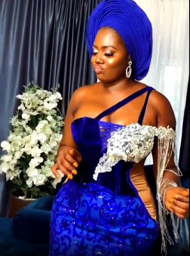 2021 Plus Size Arabic Aso Ebi Mermaid Royal Blue Prom Dresses Lace one Shoulder Beaded Evening Formal Party Second Reception Gowns Dress ZJ555