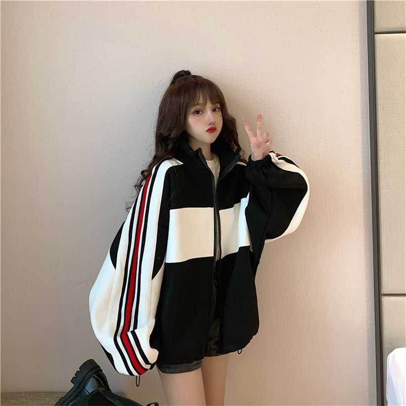 Raglan Sleeve Sweatshirt With Pocket loose plus velvet Hoodies Poleron Mujer Zip Up Hoodie For Women Contrast Color Student tops 211019, White
Raglan Sleeve Sweatshirt With Pocket loose plus velvet Hoodies Poleron Mujer Zip Up Hoodie For Women Contrast Color Student tops 211019, White