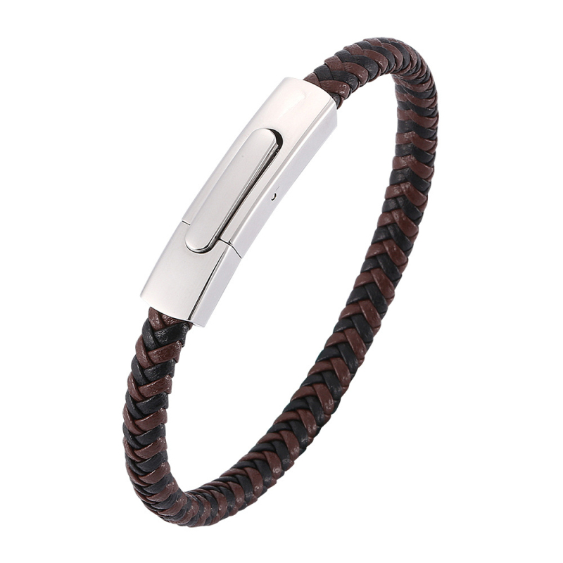 Cool Handmade Braided Leather Bangle Bracelet for Men Women Lovers Gift