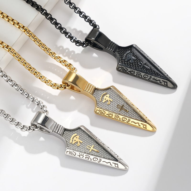 Cool Eye of Horus Anka Spearhead Pendant Stainless Steel Necklaces Jewelry for Gift