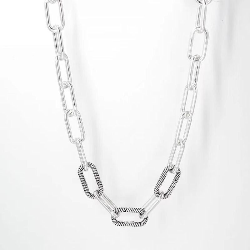 Chains 925 Sterling Silver Necklace Me Link Snake Chain Pattern Circular Clasp Fit Women Bead Charm Party Gift Fashion Jewelry