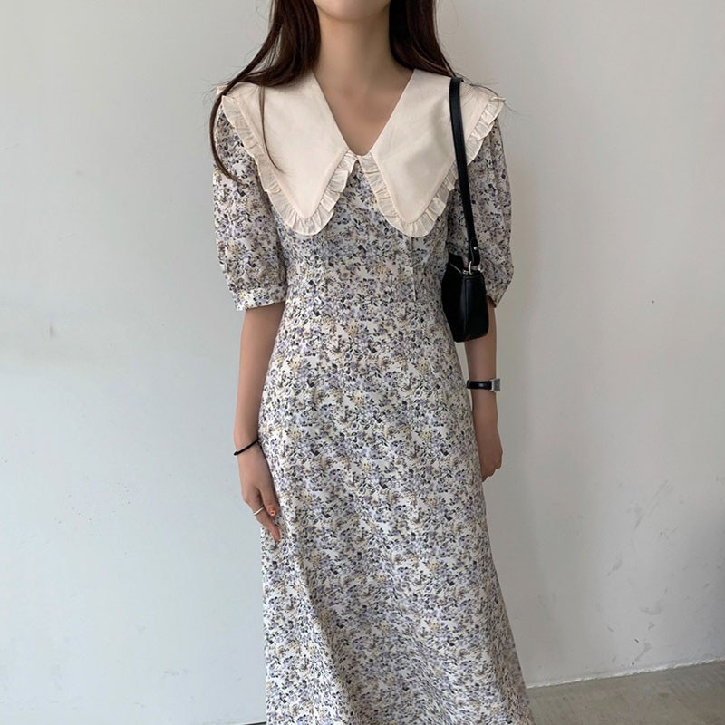 Women Summer Elegant Floral Dress Korea Fashion Peter Pan Collar A-line Casual Dress Sashes Sundress 210518, Photo color
Women Summer Elegant Floral Dress Korea Fashion Peter Pan Collar A-line Casual Dress Sashes Sundress 210518, Photo color