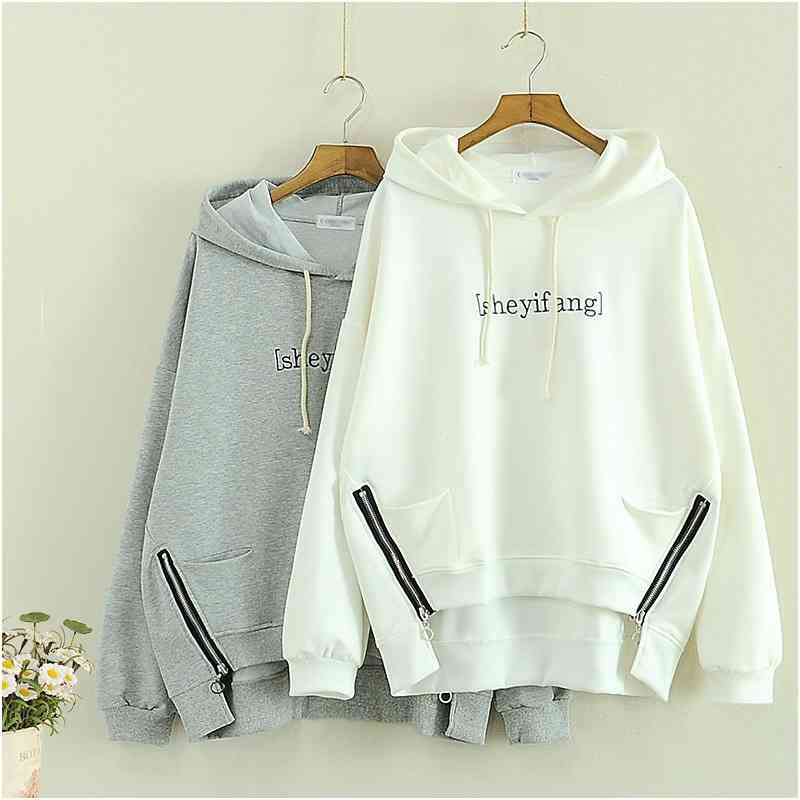 2021 spring autumn women's hooded double zipper irregular sweater trend splicing Korean student Fashion Top, Thin white
2021 spring autumn women's hooded double zipper irregular sweater trend splicing Korean student Fashion Top, Thin white