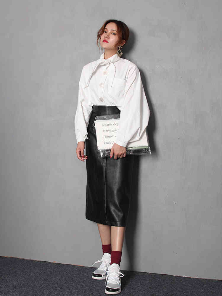 Spring White Bow Tie Collar Blouse Lantern Sleeve Loose Big Korean Women Casual Fashon Shirt FL323 210427