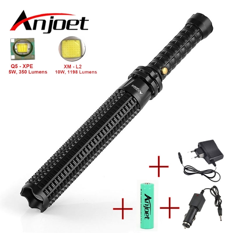 

Anjoet Sets lanterna powerful telescoping led xml L2 Q5 flashlight tactical torch baton flash light self defense 18650 OR AAA 210322