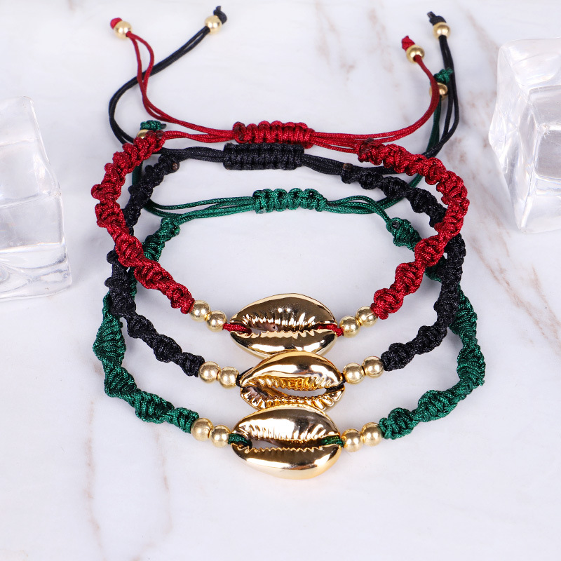 Handmade Colorful Woven Shell Charm Bracelet Adjustable Friendship Bracelets
