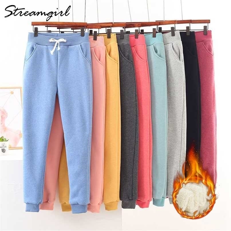 Winter Thick Plus Size Sweatpants Women High Waist Fleece Trousers Casual Pants For Velvet Gray 's 211115