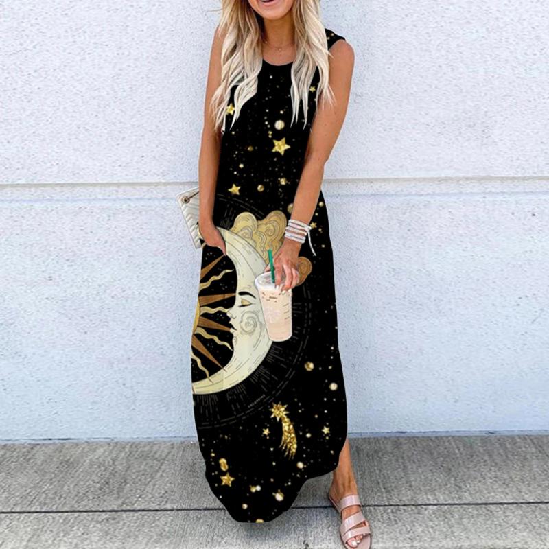 Casual Dresses Women' Maxi Dress Elegent Summer 2021 Moon And Stars Print Sleeveless Pocket Printing Beach Long Loose
Casual Dresses Women' Maxi Dress Elegent Summer 2021 Moon And Stars Print Sleeveless Pocket Printing Beach Long Loose