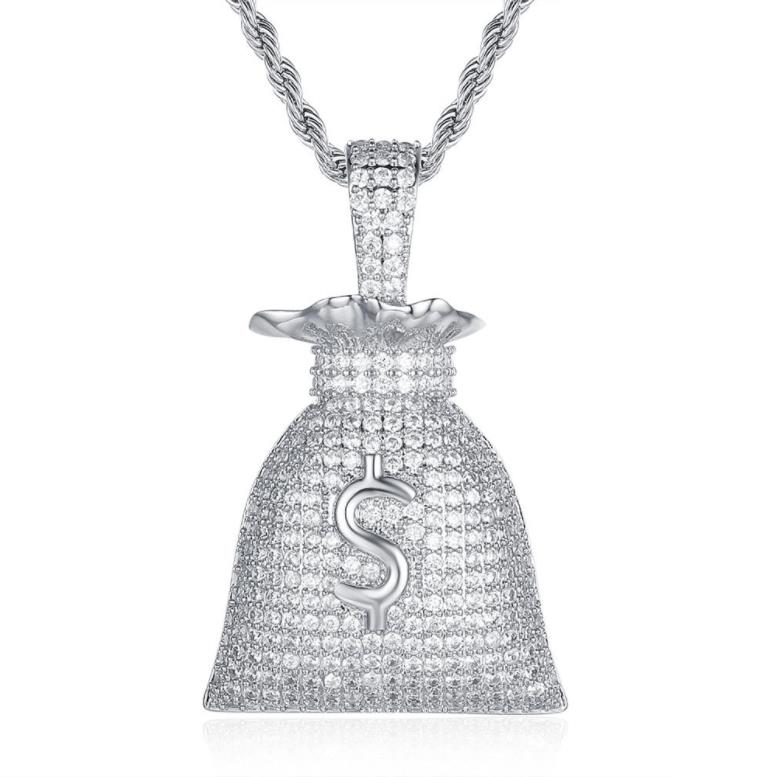 Pendant Necklaces US Dollar Money Bag With Tennis Chain Gold Color Bling Cubic Zircon Men's Hip hop Jewelry For Gift 210417
Pendant Necklaces US Dollar Money Bag With Tennis Chain Gold Color Bling Cubic Zircon Men's Hip hop Jewelry For Gift 210417