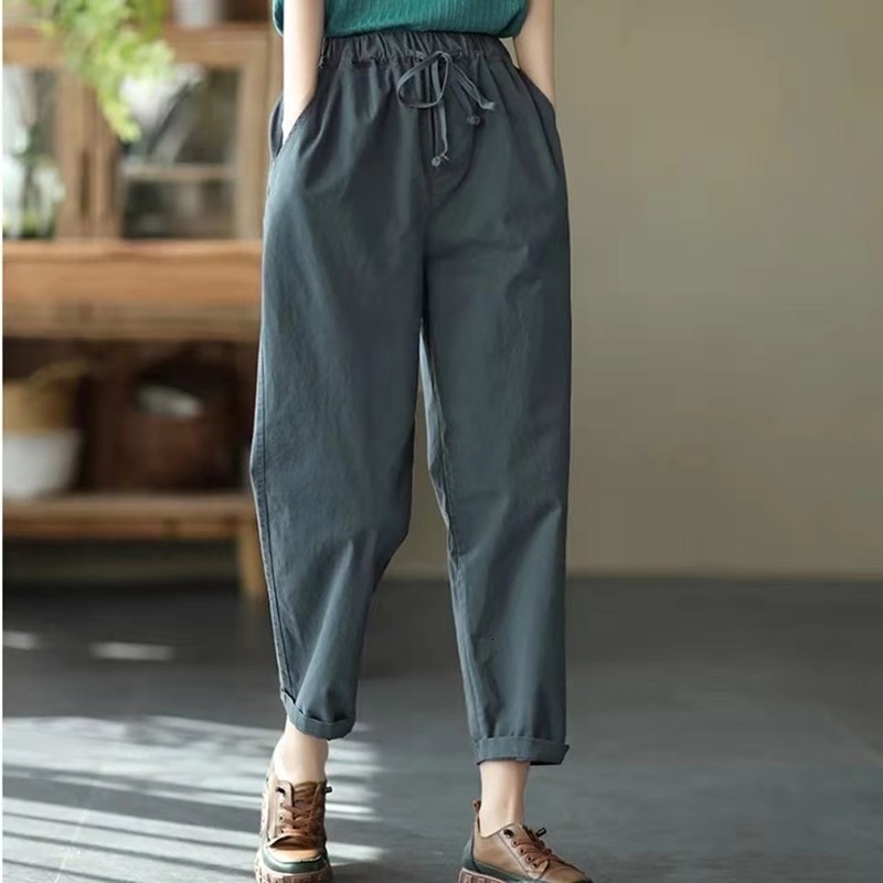 Women's Jeans Arrival Summer Women Casual Elastic Waist Ankle-length Pants All-matched Loose Vintga Cotton Harem Big Size W293 6IJ, Khaki
Women's Jeans Arrival Summer Women Casual Elastic Waist Ankle-length Pants All-matched Loose Vintga Cotton Harem Big Size W293 6IJ, Khaki