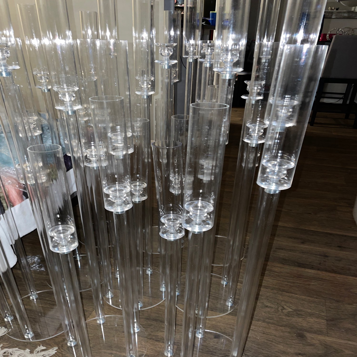 Candle Holders Acrylic Candlestick 5 Heads All Clear Wedding Candelabra Table Centerpieces Flower Stand Holder Candelabrum senyu0489 H260310