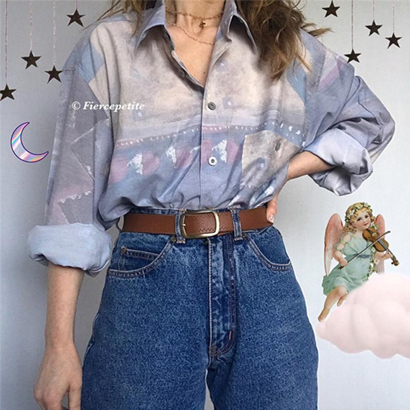Women' Blouses & Shirts Casual Long Sleeve Women Blouse Loose Button Up Vintage Art Cartoon Print Ladies Shirt 2021 Spring Female FashionWo, Light purple
Women' Blouses & Shirts Casual Long Sleeve Women Blouse Loose Button Up Vintage Art Cartoon Print Ladies Shirt 2021 Spring Female FashionWo, Light purple