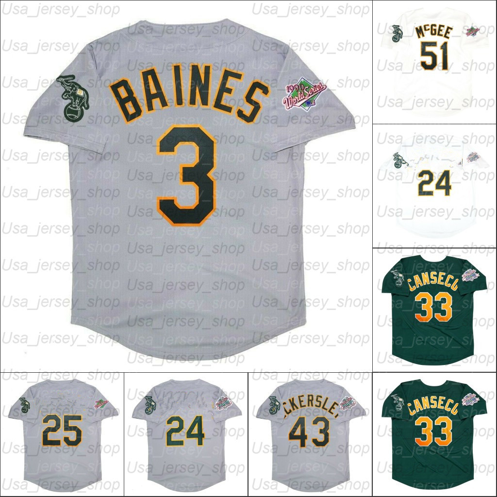 Retro Baseball 1989 and 1990 Grey jerseys 33 Jose Canseco 43 Dennis Eckersley 51 Willie McGeeb, Men/1990 grey
Retro Baseball 1989 and 1990 Grey jerseys 33 Jose Canseco 43 Dennis Eckersley 51 Willie McGeeb, Men/1990 grey