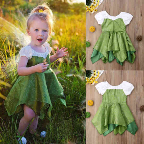 2020 Princess Beautiful Party Prom Birthday Dress Baby Girl Kids Shiny Dress Hot New Fairy Glisten Irregular Dress For Girls Q0716