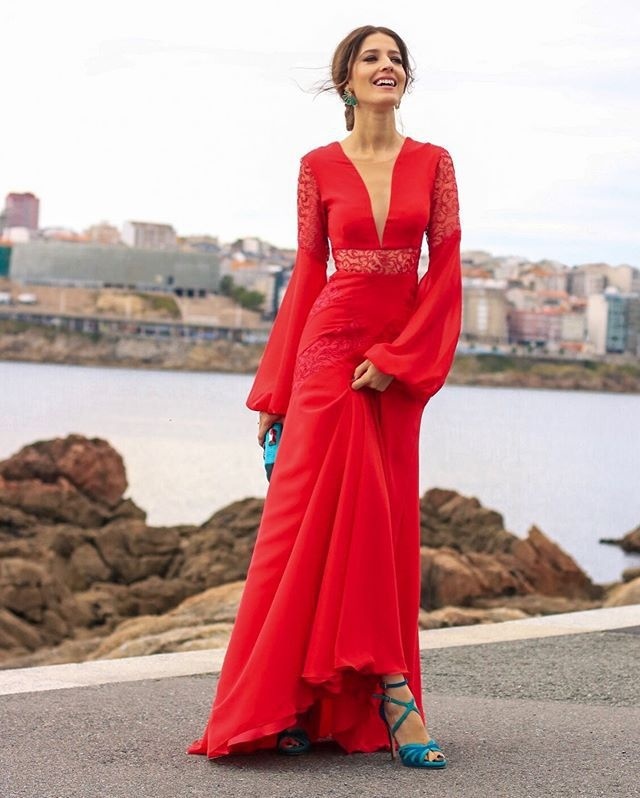 Women Dress Deep V Neck Long Sleeve Bohemia Sexy Hollow Out Maxi es High Waisted Backless Vintage es 210524