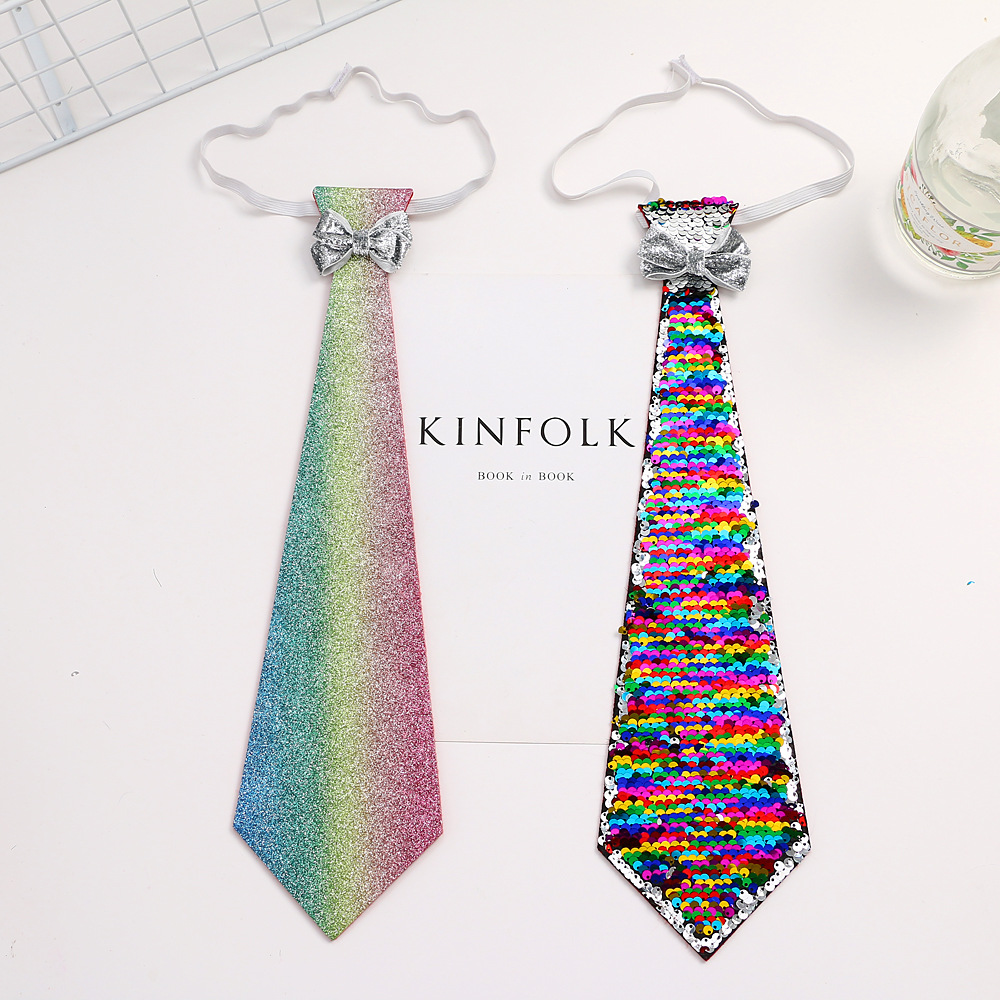 Flipped Cosplay Props Children Unisex Shiny Sequin Tied Necktie Men Women Party Magic Show Circus Bow Tie DH0540 T03 Free shipping