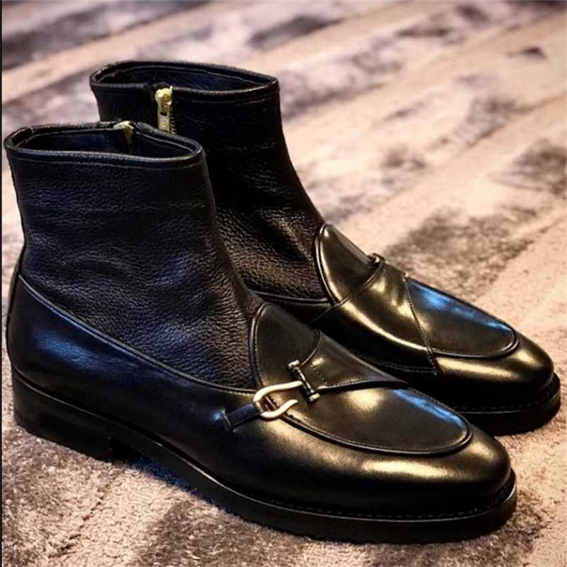 Men's Dress Boots Pu Leather Zipper Design Low Heel Casual All Match Fashion for Men Zapatos De Hombre XM323 211023, Black
Men's Dress Boots Pu Leather Zipper Design Low Heel Casual All Match Fashion for Men Zapatos De Hombre XM323 211023, Black