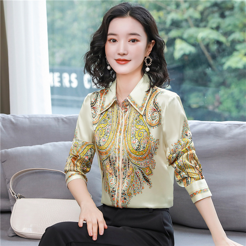 Luxury Vintage Runway Printed Silk Blouses Women Designer Long Sleeve Fashion Shirts Slim Office Ladies Elegant Shirt Quality Spring Autumn Lapel Button Tops, Champagne
Luxury Vintage Runway Printed Silk Blouses Women Designer Long Sleeve Fashion Shirts Slim Office Ladies Elegant Shirt Quality Spring Autumn Lapel Button Tops, Champagne
