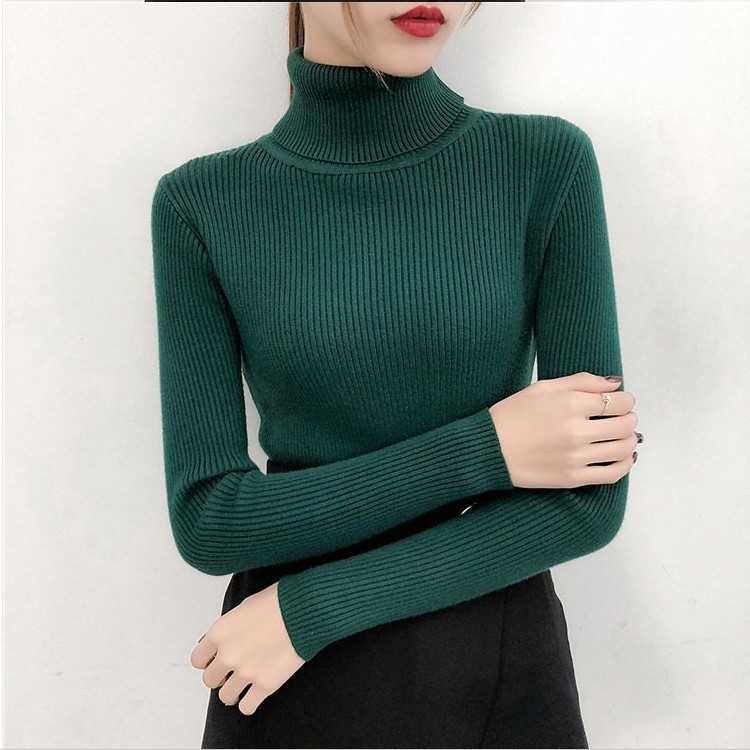 Bonjean Winter Knitted Jumper turtleneck Tops Pullovers Casual Sweater Shirt Long Sleeve Tight Sweater Girls Korean 211011Z