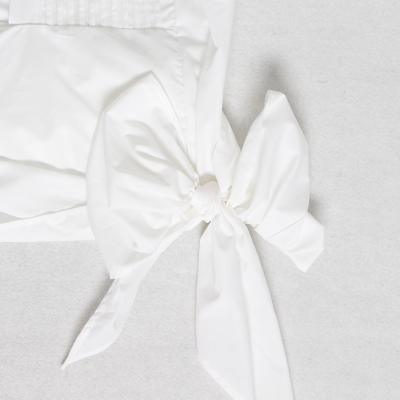 TWOTWINSTYLE Asymmetrical Ruched Blouse For Women Skew Collar Half Sleeve Bowknot Elegant Shirt Female Fashion Clothing 210517