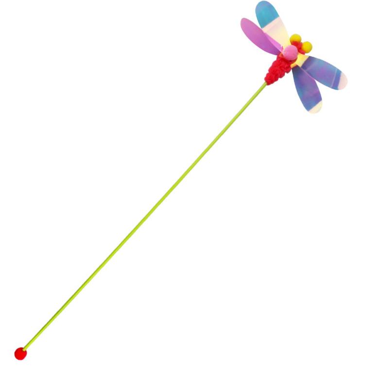Cat Feather Teaser Wand Fun Pet Kitten Kitty Playing Toy Interactive Fishing Pole Stick Catcher Exerciser with Dragoy Butterfly