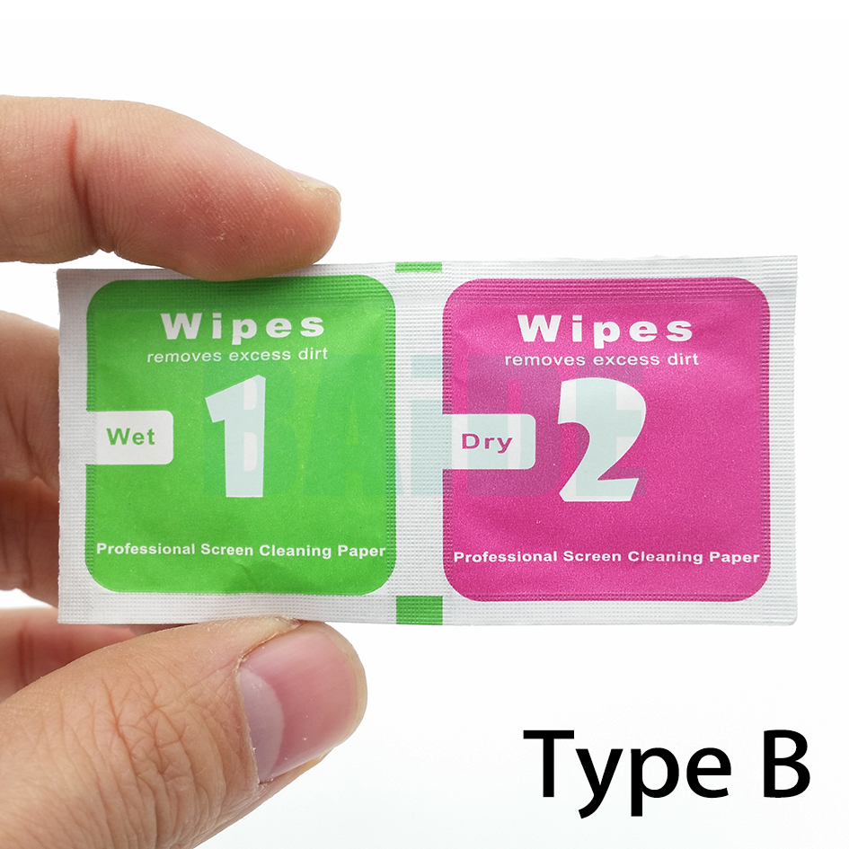 Dry-Wet Wipes For Tempered Glass Screen Protectors Accessories Alcohol Pad Mobile Screen Cleaning Cloth Dust Absorber