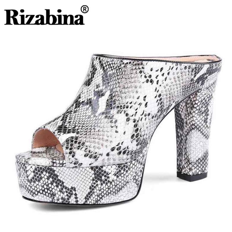 Sandals RIZABINA Women Thick High Heels Real Leather Open Toe Platform Slippers Print Snake Sexy Party Shoes Size 34-39, Black
Sandals RIZABINA Women Thick High Heels Real Leather Open Toe Platform Slippers Print Snake Sexy Party Shoes Size 34-39, Black