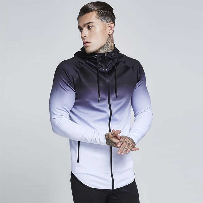Gradient Streetwear Hip Hop 3D Hooded Sweatshirt For Men - Casual Zipper Tracksuit Hoodie With Pockets (Black, Red, Purple) Sh190922