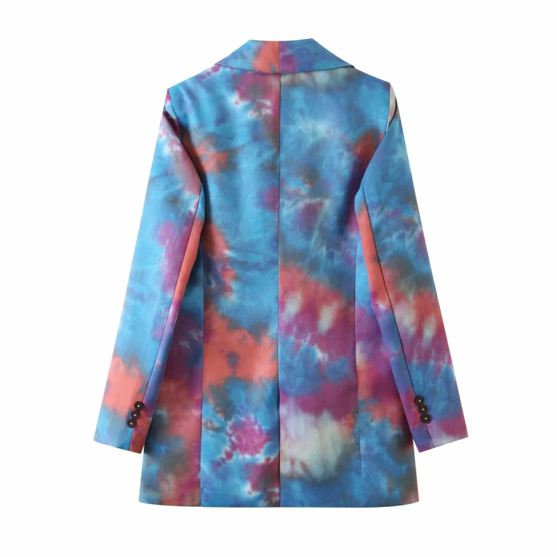 vintage women elegant tie dye blazer jackets fashion ladies colorful suits casual female chic blazers cute girls suit 210430